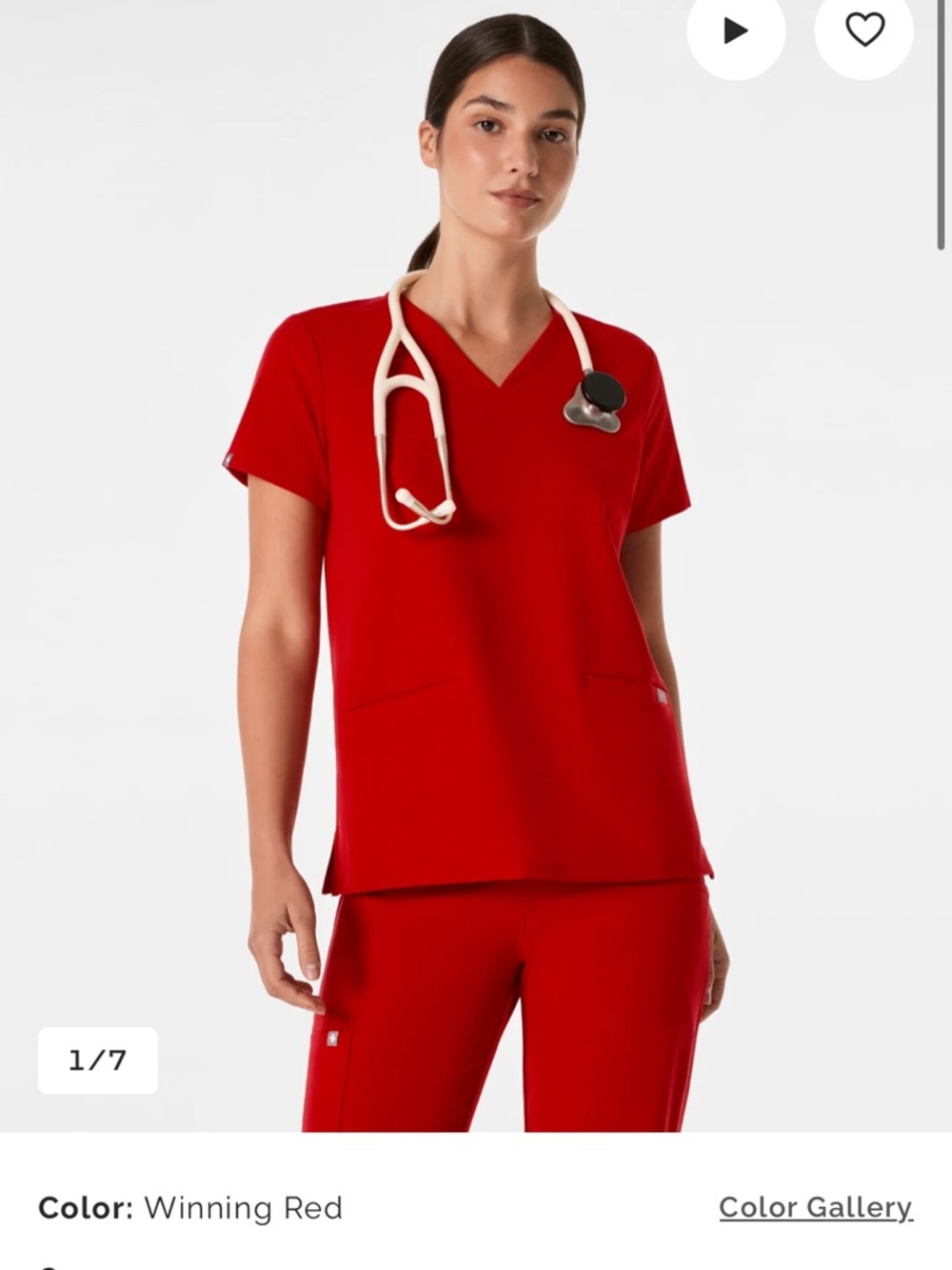Figs: Winning Red; Casma - Three-Pocket Scrub Top™